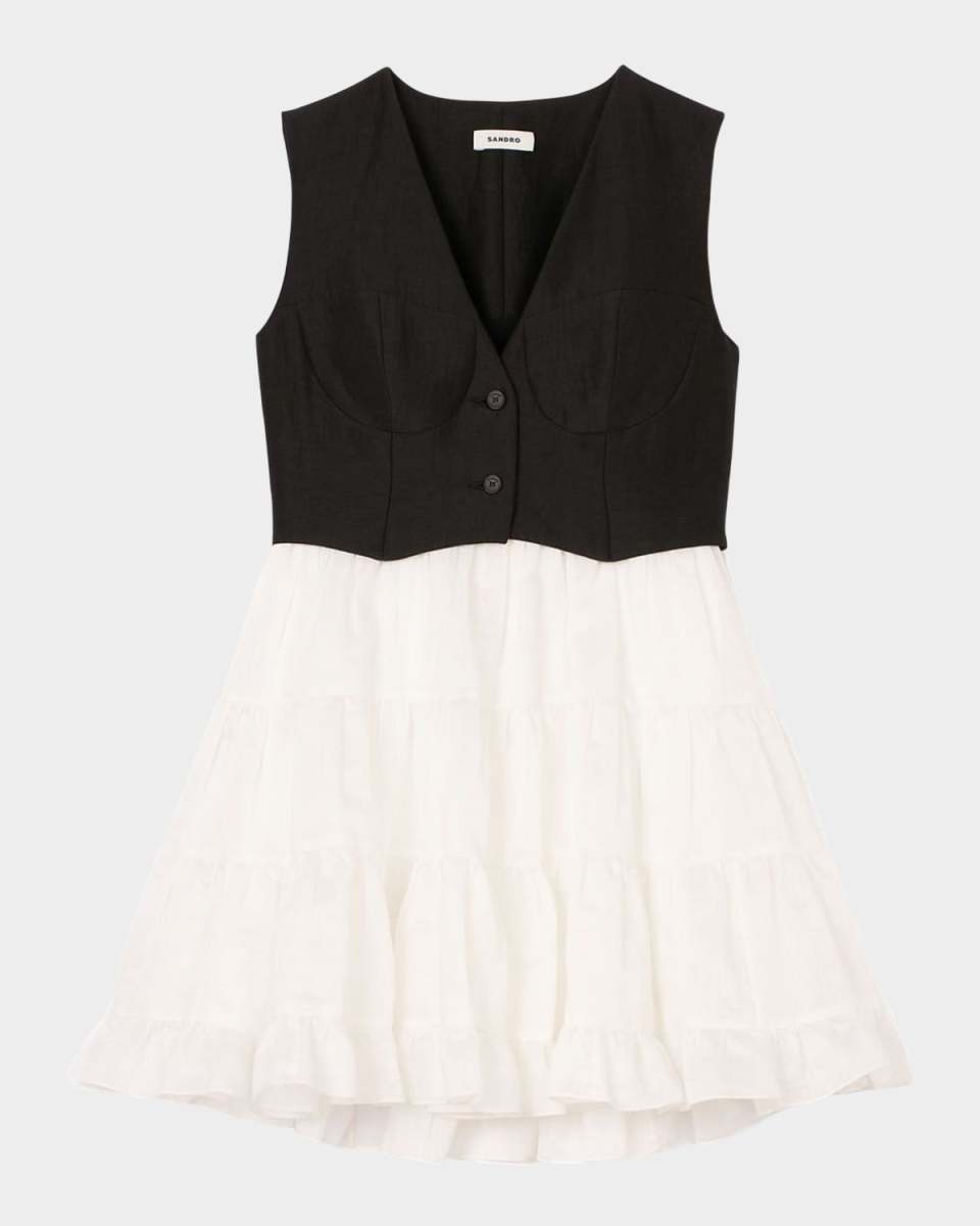 Odette Mixed-Media Mini Dress